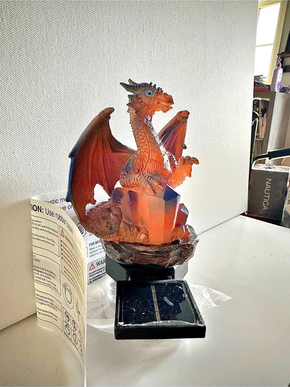 Solar Dragon Light Sculpture, Brown & Black